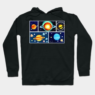 Colourful planets and stars digital illustrations Hoodie